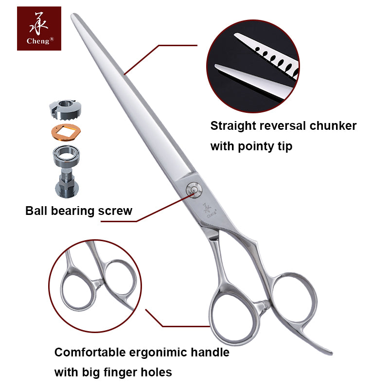 A34-7517DN Professional Pet Grooming Reversible Straight Thinning Scissors 7.5 Inch 17T