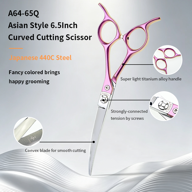 Cheng Professional Curve Pet Grooming Scissors with Super Light Titanium Handle 6.0/ 6.5 Inch