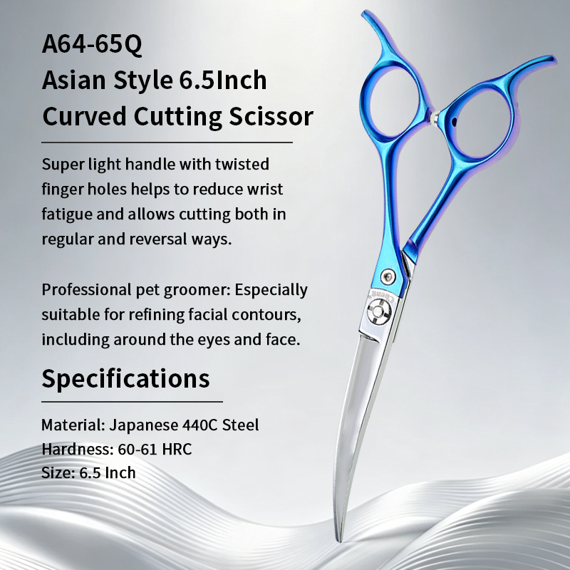 Cheng Professional Curve Pet Grooming Scissors with Super Light Titanium Handle 6.0/ 6.5 Inch