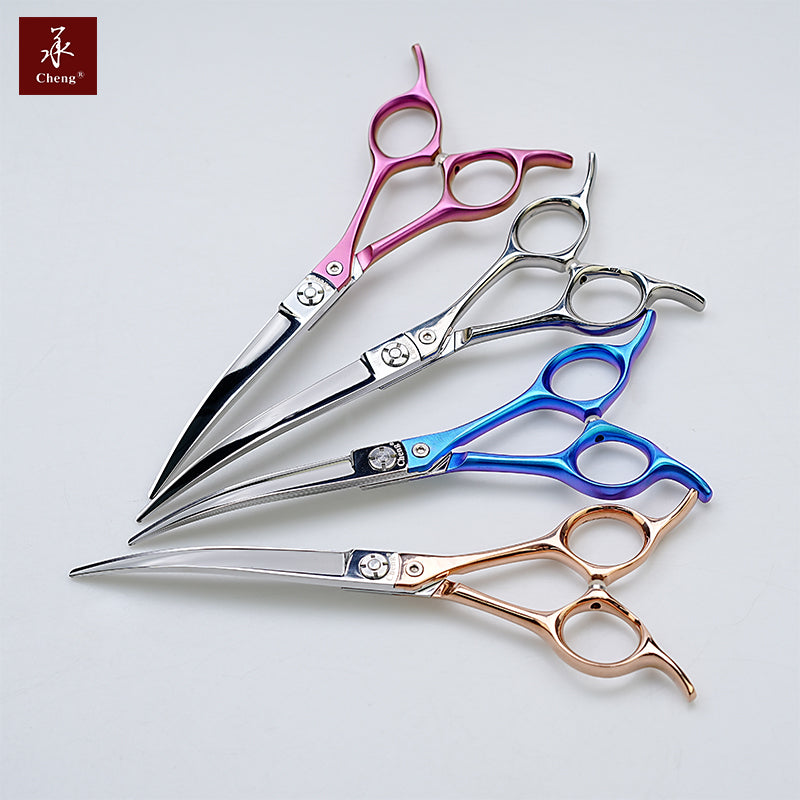 Cheng Professional Curve Pet Grooming Scissors with Super Light Titanium Handle 6.0/ 6.5 Inch