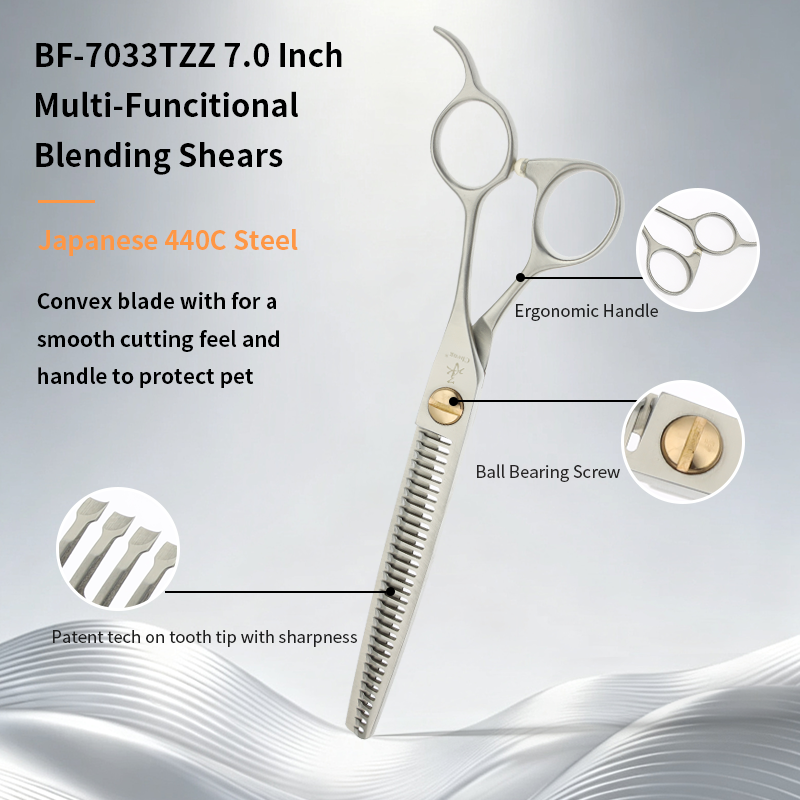 BF-7033TZZ patent tooth Professional Pet Grooming Thinning Scissors 7.0 Inch 33T about=40%-45%
