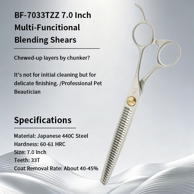 BF-7033TZZ patent tooth Professional Pet Grooming Thinning Scissors 7.0 Inch 33T about=40%-45%