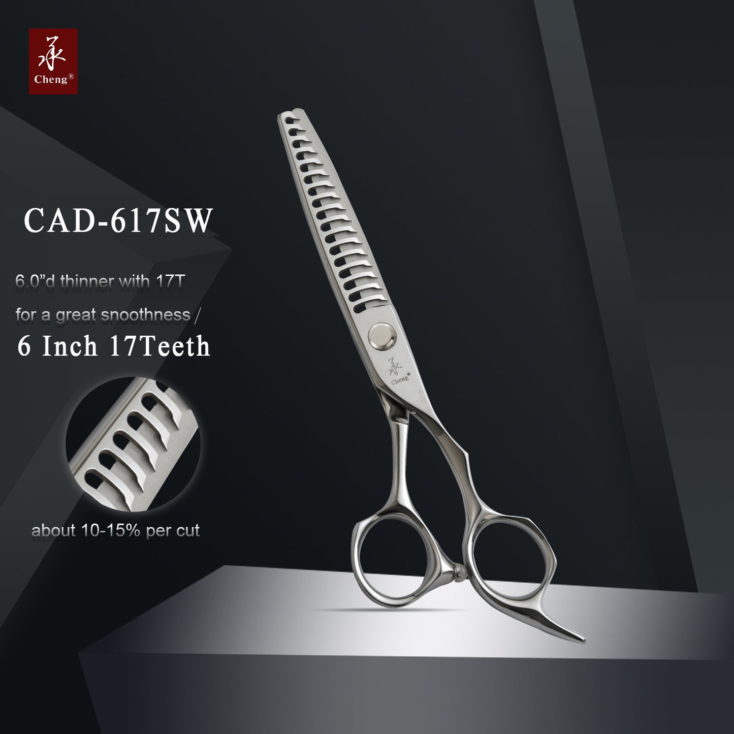 CHENG C-AAD-616SW Ciseaux à cheveux 6,0 pouces Nouveau style de poignée Ciseaux 